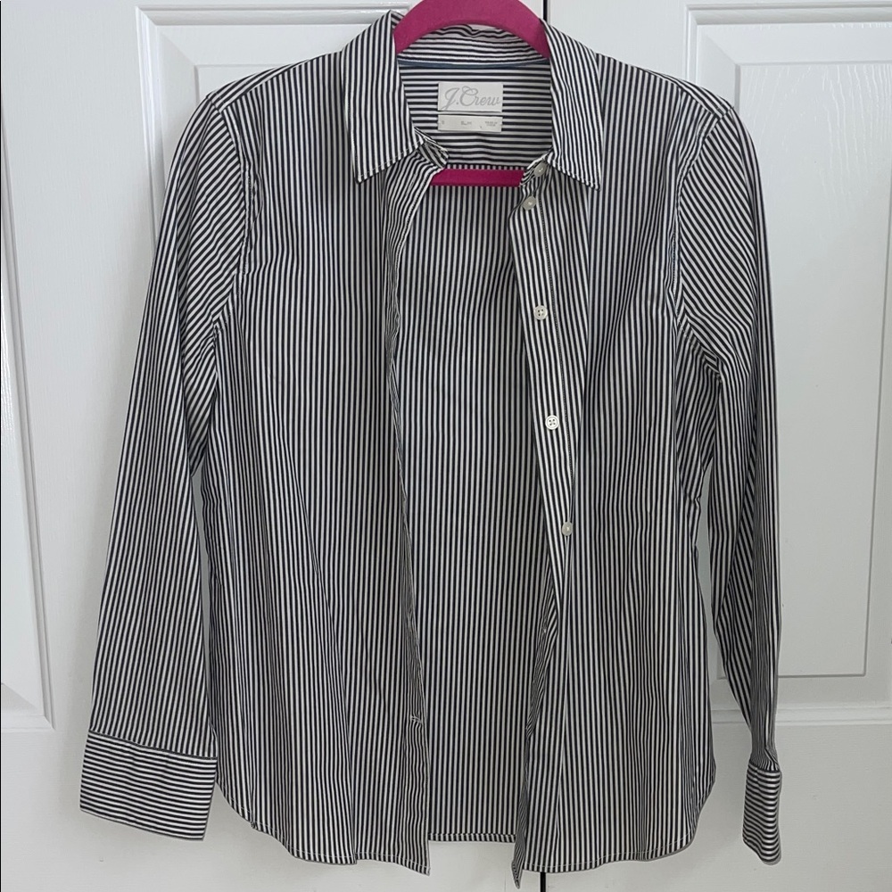 J. Crew Black and White Striped Button Down Shirt